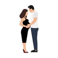 Man touching belly of his beautiful pregnant woman